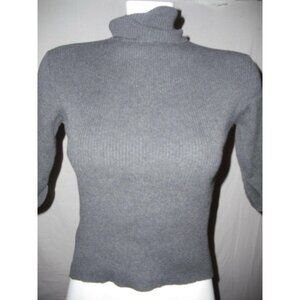 INC Womens Gray Ribbed Turtleneck Sweater 3/4 Split Sleeves Cotton Size Medium